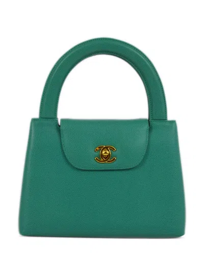 Pre-owned Chanel 1998 Cc Turn-lock Handbag In Green