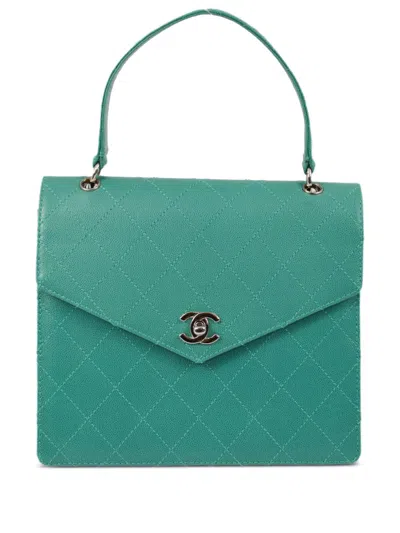 Pre-owned Chanel 1998 Cc Turn-lock Handbag In Green