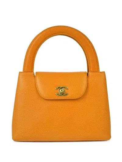 Pre-owned Chanel 1998 Cc Turn-lock Handbag In Orange