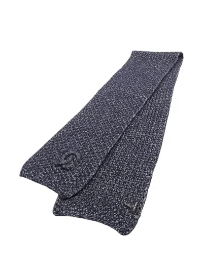 Pre-owned Chanel 1998 Coco Mark Scarf In Blue