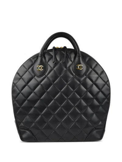 Pre-owned Chanel 1998 Diamond-quilted Double Cc Handbag In Black