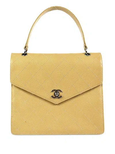 Pre-owned Chanel 1998 Diamond-quilted Tote Bag In Neutrals