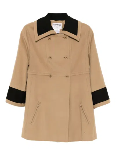 Pre-owned Chanel 1998 Double-breasted Coat In Brown