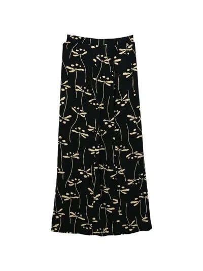 Pre-owned Chanel 1998 Floral-print Skirt In Black