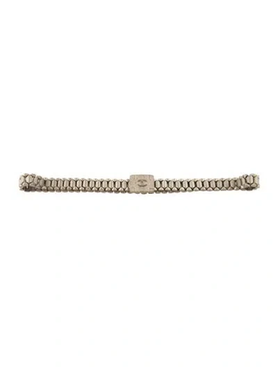 Pre-owned Chanel 1998 Interlocking Cc Logo Waist Belt In Silver