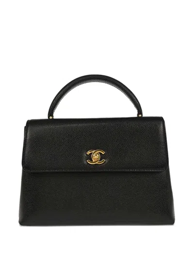 Pre-owned Chanel 1998 Kelly Caviar-leather Handbag In Black