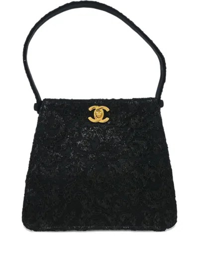 Pre-owned Chanel 1998 Lace Double Sided Turn-lock Tote Bag