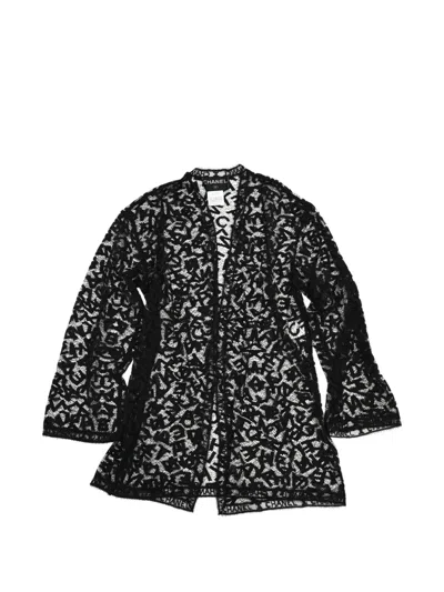 Pre-owned Chanel 1998 Lace Long-sleeve Cardigan In Black