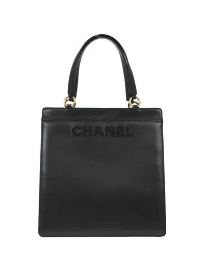 Pre-owned Chanel 1998 Logo-embroidered Tote Bag In Black