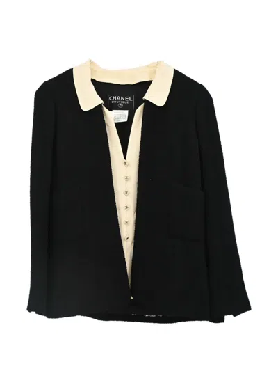 Pre-owned Chanel 1998 Long-sleeve Tweed Jacket In Black