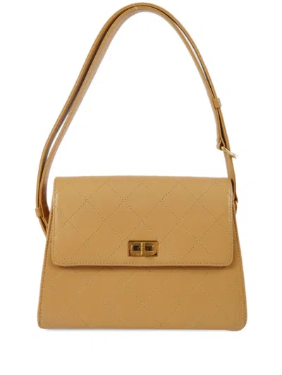 Pre-owned Chanel 1998 Mademoiselle Flap Shoulder Bag In Neutrals
