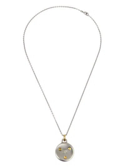 Pre-owned Chanel 1998 Medallion Pendant Necklace In Silver