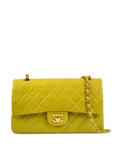 Pre-owned Chanel 1998 Medium Double Flap Shoulder Bag In Green
