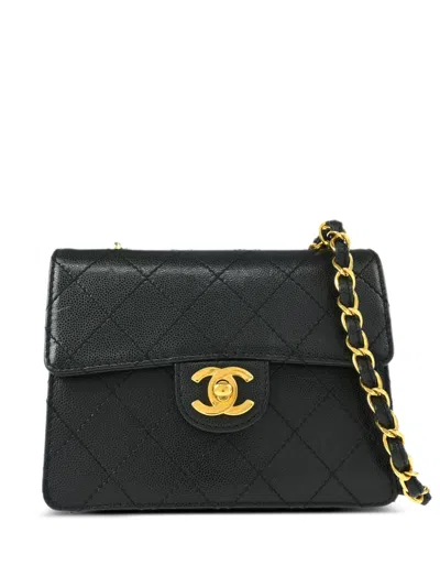 Pre-owned Chanel 1998 Mini Classic Square Flap 17 Shoulder Bag In Black