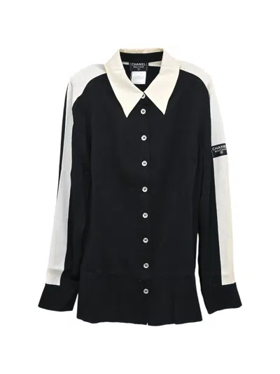 Pre-owned Chanel 1998 Pointed-collar Blouse In Black