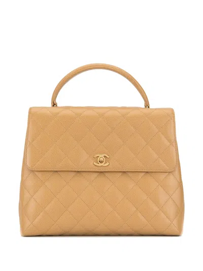 Pre-owned Chanel 1998 Quilted Briefcase In Brown