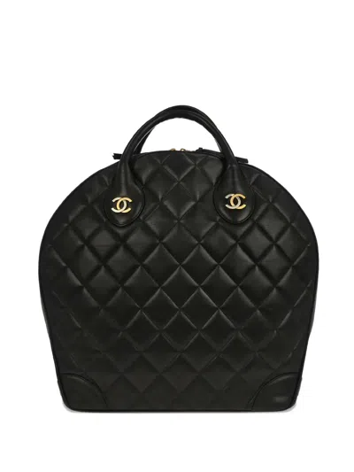 Pre-owned Chanel 1998 Quilted Top-handle Totebag In Black