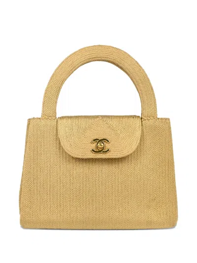 Pre-owned Chanel 1998 Raffia Top-handle Tote Bag In Neutral