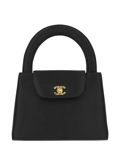 Pre-owned Chanel 1998 Satin-finish Handbag In Black