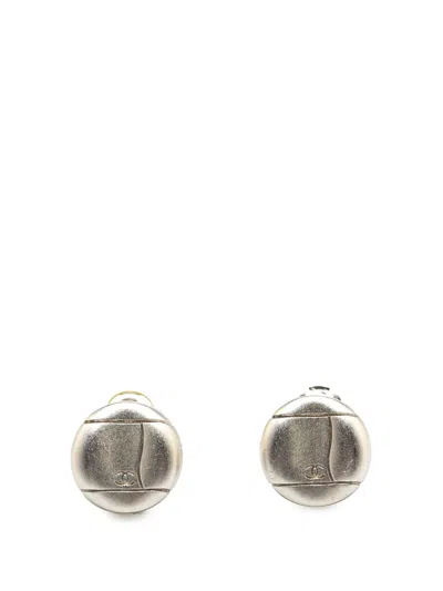 Pre-owned Chanel 1998 Silver Cc Clip On Earrings Costume Earrings