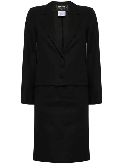 Pre-owned Chanel 1998 Single-breasted Skirt Suit In Black