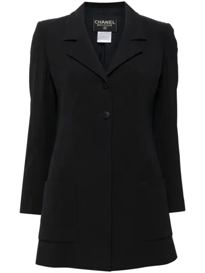 Pre-owned Chanel 1998 Single-breasted Wool Blazer In Black