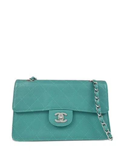 Pre-owned Chanel 1998 Single Flap Shoulder Bag In Green