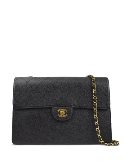 Pre-owned Chanel 1998 Single Flap Shoulder Bag In Black