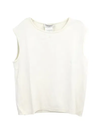 Pre-owned Chanel 1998 Sleeveless Top In White