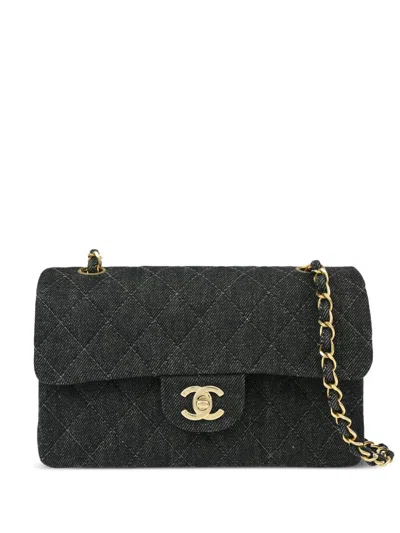 Pre-owned Chanel 1998 Small Classic Double Flap Shoulder Bag In Black