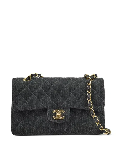 Pre-owned Chanel 1998 Small Double Flap Shoulder Bag In Black