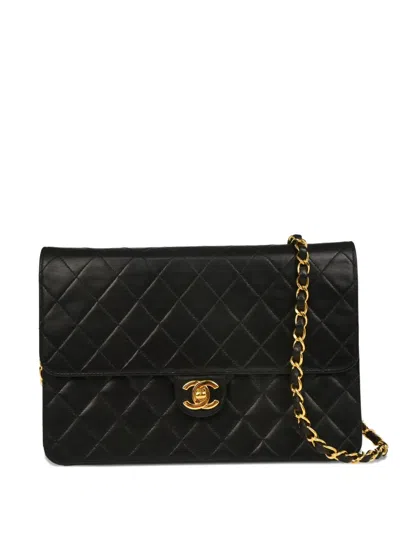 Pre-owned Chanel 1998 Turnlock Shoulder Bag In Black