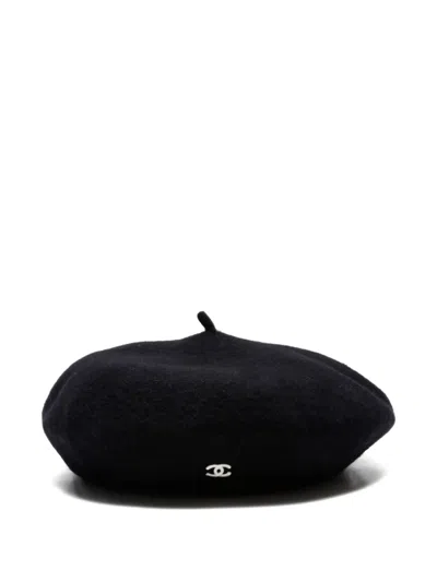 Pre-owned Chanel 1998 Wool Beret In Black