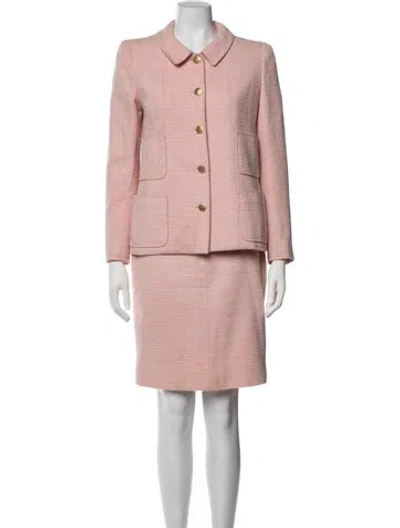 Pre-owned Chanel 1998 Wool Skirt Set In Pink
