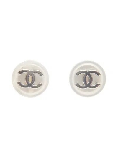 Pre-owned Chanel 1998s  Cc Mark Logo Detail Earrings In Silver