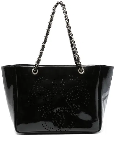 Pre-owned Chanel 1999-2001 Leather Tote Bag In Black