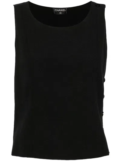 Pre-owned Chanel 1999 Asymmetric Wool Dress In Black