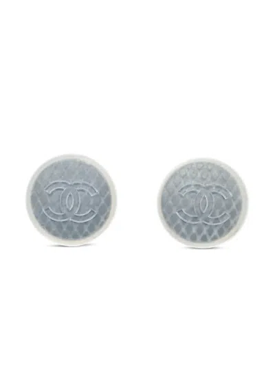Pre-owned Chanel 1999 Button Stud Earrings In Neutrals