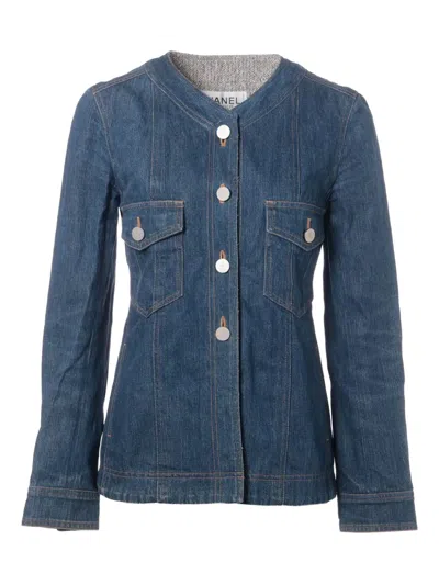 Pre-owned Chanel 1999 Buttoned Denim Jacket In Blue