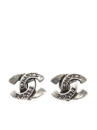 Pre-owned Chanel 1999 Cc Clip-on Earrings In Silver