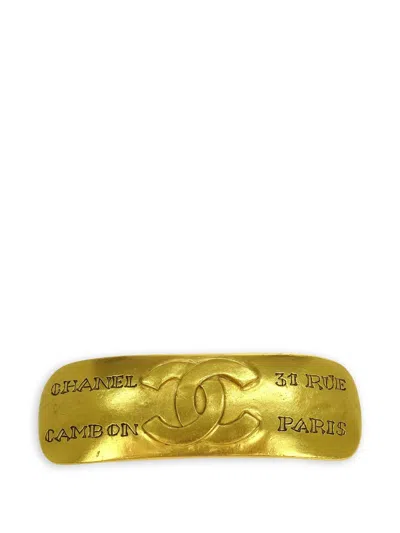Pre-owned Chanel 1999 Cc Hair Clip In Gold