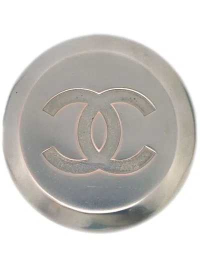 Pre-owned Chanel 1999 Cc Scarf Ring In Silver