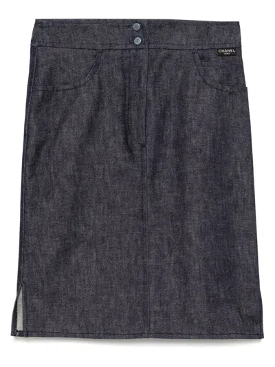 Pre-owned Chanel 1999 Denim Skirt In Blue