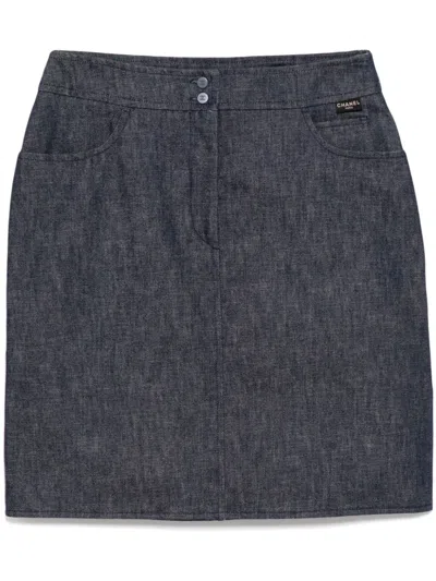 Pre-owned Chanel 1999 Denim Skirt In Blue