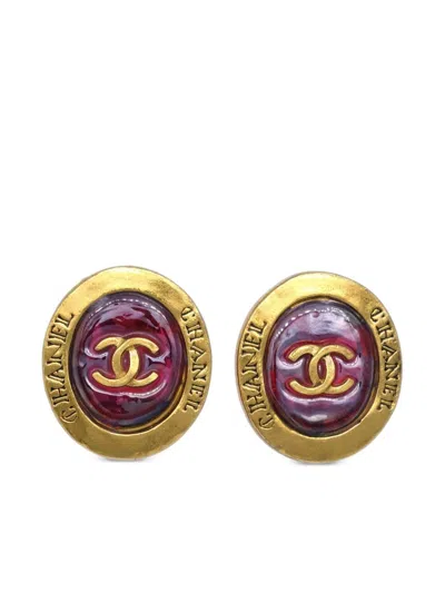 Pre-owned Chanel 1999 Gripoix Clip-on Earrings In Gold