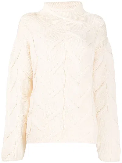 Pre-owned Chanel 1999 High-neck Cable-knit Jumper In Neutrals