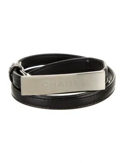 Pre-owned Chanel 1999 Interlocking Cc Logo Waist Belt In Black