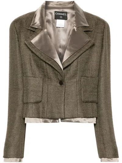 Pre-owned Chanel 1999 Layered Tweed Jacket In Green