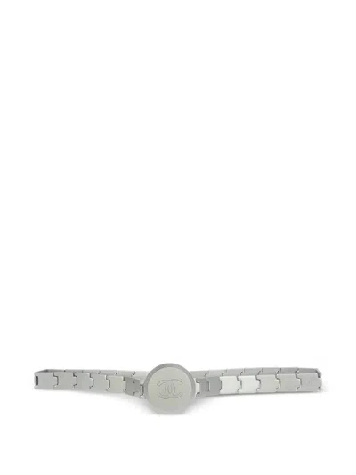 Pre-owned Chanel 1999 Logo-medallion Belt In Silver