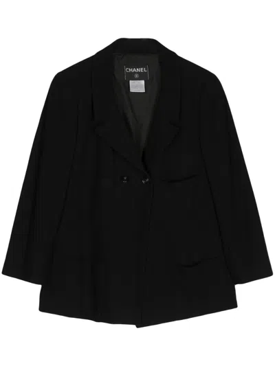 Pre-owned Chanel 1999 Notched-lapels Double-breasted Blazer In Black